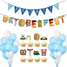 Oktoberfest Party Decor Bunting Balloon Cake Topper Set 27