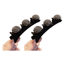 Xinwanna Braided Hair Clips Rhinestone Heart Black 2 or 6