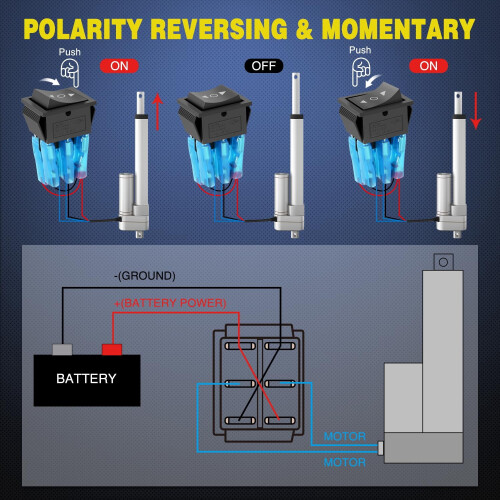 6Pin DPDT Momentary Polarity Reversal Switch 20A 1