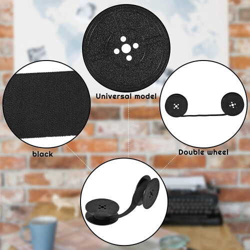 Typewriter Ribbon Twin Spool Replacement Pack Black 4 Pairs 2