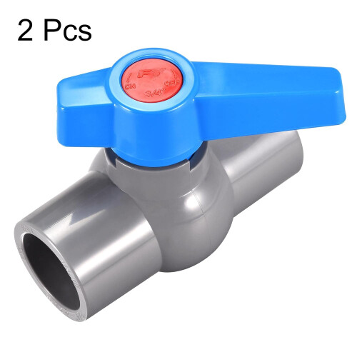 Ball Valve PVC 25mm ID Gray Blue 2 Pcs 2