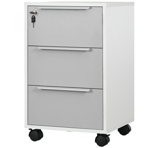 Three-Drawer Locking Filing Cabinet - Grey/White 1