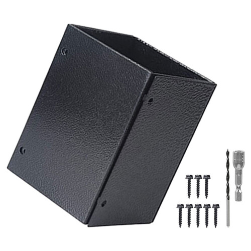 Ibasenice Black Metal Post Base Protector Set for Mailbox