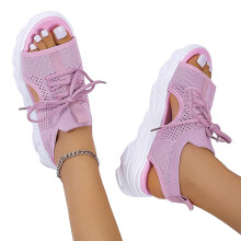 Women's Lace-Up Hollow Muffin Sandals Summer Daily Wear