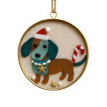 Sea Glass Dog Christmas Ornament Handcrafted Acrylic