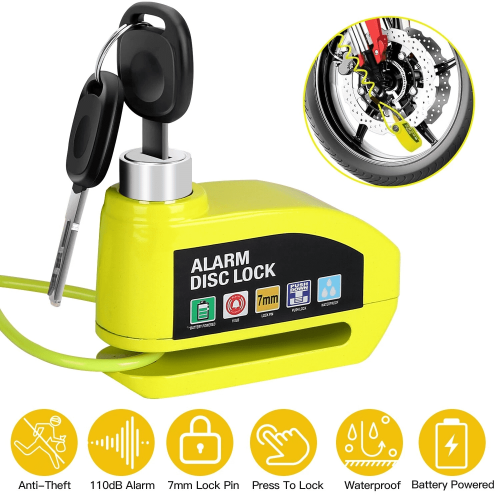 Motorcycle Disc Brake Lock with 110dB Alarm