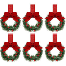 Mini Christmas Wreath with Red Ribbon 3.94 inch