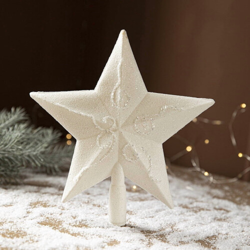 White Christmas Star Tree Topper 20 cm 2