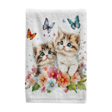 Cats Flower Butterfly Cotton Hand Towel 15.5x29.5 Inch