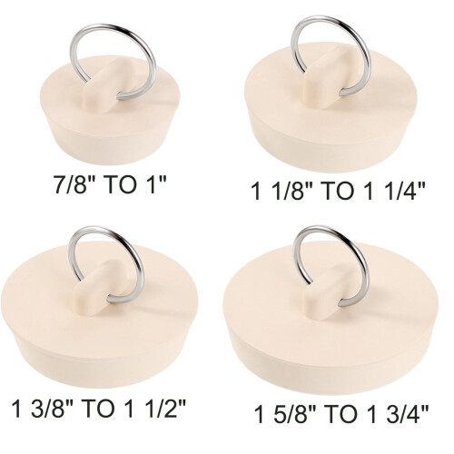 Universal Bathtub Drain Stopper Rubber Plug with Chain 4 pcs 2