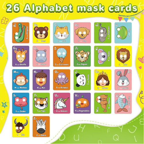 Alphabet ABC Flash Cards with Animal Masks 26 PCS 1