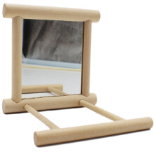Bird Perch Stand with Mirror Wooden Toy for Parrot Budgie