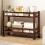 Wooden Side Table with Wheels 2-Tier Rolling Cart 5