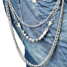 Hip Hop Pants Chain Decorative Skull Silver 1 Pack