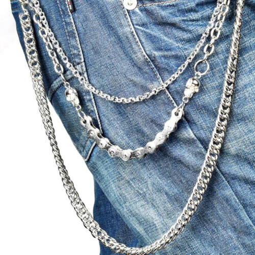 Hip Hop Pants Chain Decorative Skull Silver 1 Pack