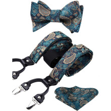 Men's Paisley Floral Suspenders Y-Back with Clips