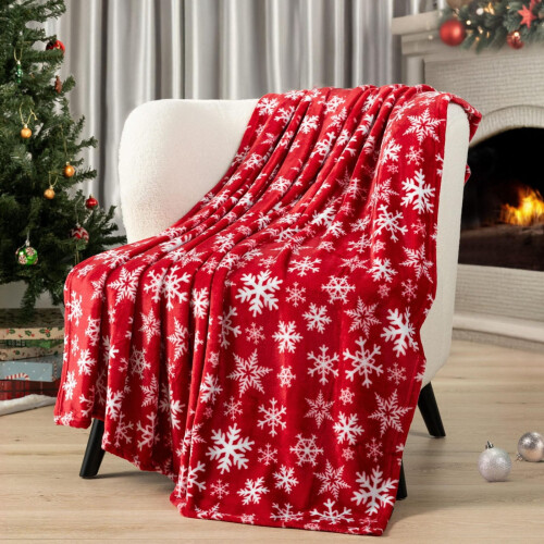 Christmas Blanket Red Snowflake Print 90x100cm