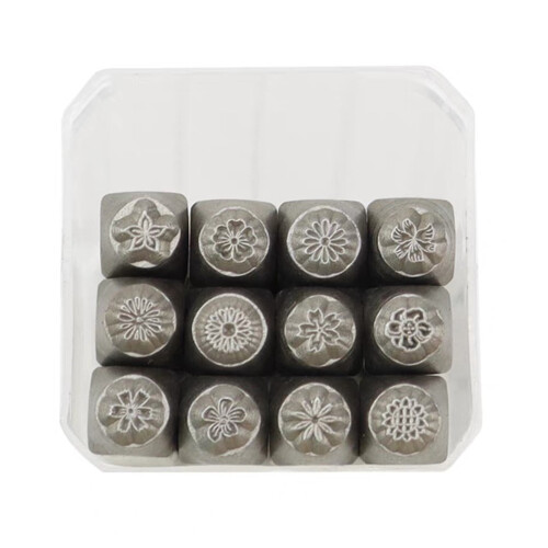Flower Theme Metal Stamp Set 12 Pcs 3mm 6mm