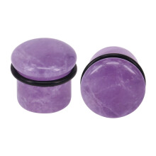Purple Single Flared Ear Plug Tunnel Natural Stone Mushroom
