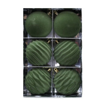 Velvet Christmas Balls Green 3.15 Inch 6 PCS