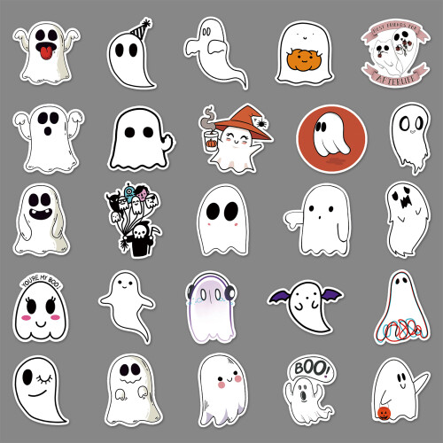 Halloween Ghost Stickers Vinyl Waterproof 50 Pcs 2