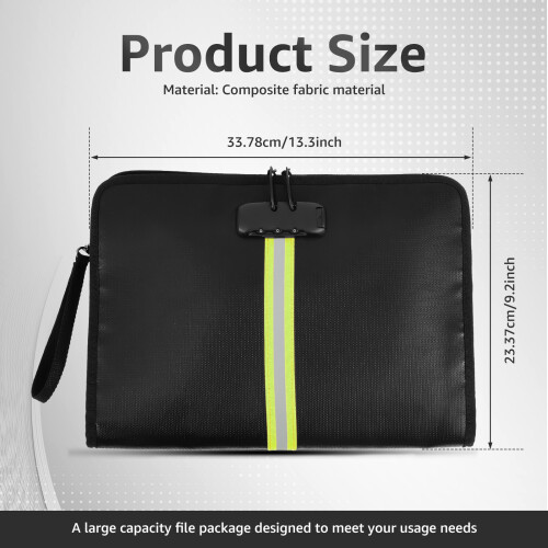 Fireproof Document Bag Composite Fabric Large Capacity with 1