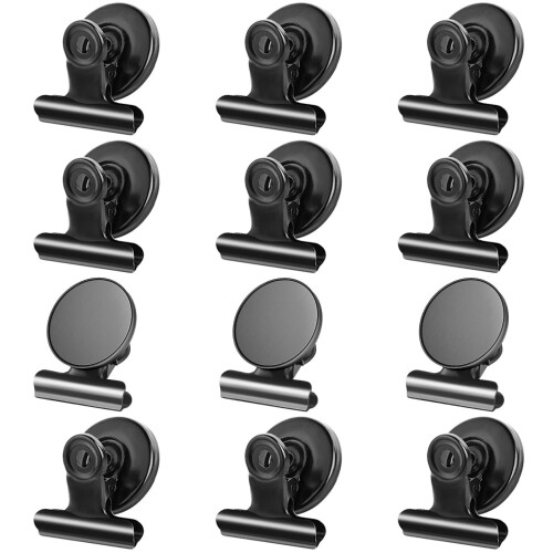 Fridge Magnets Heavy Duty Magnetic Clips 12 Pack Black