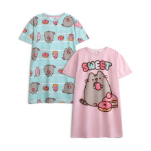 (9-10 Years) Pusheen Multi-Pack of 2 Short Sleeve Nightdress (Girls Pink)