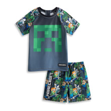 (11-12 Years) Minecraft 2 Piece Swim Set (Boys Green)