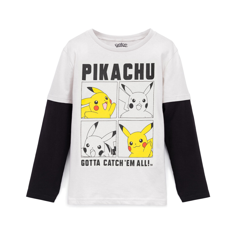 Pokémon (9-10 Years) Pokemon Long Sleeved T-Shirt (Boys Grey)