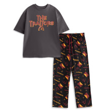 (X-Large) The Traitors Short Sleeve Long Leg Pyjama Set (Mens Black)