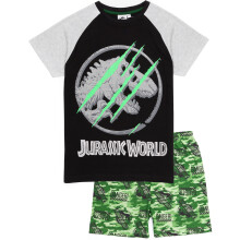 (10-11 Years) Jurassic World Short Sleeve Short Leg Pyjama Set (Boys Black)