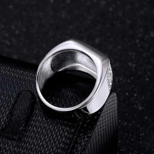 Men's Smooth Rectangle Wedding Ring Hip Hop Punk Style 2