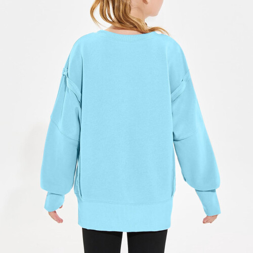 Girls Oversized Pullover Sweater Long Sleeve Drop Shoulder 2