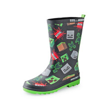 (11 UK Child) Minecraft Wellington Boots without Handles (Boys Black)