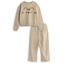 (11-12 Years) Pusheen Sweatshirt and Joggers Set (Girls Beige)