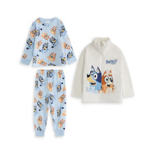 (3-4 Years) Bluey Long Sleeve Long Leg Pyjama and Jumper 3 Piece Set (Boys Blue)