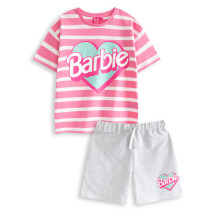 (7-8 Years) Barbie T-Shirt and Shorts Set (Girls Pink)