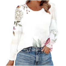 Women's Long Sleeve Business Casual Blouse with Smocked