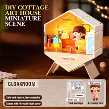 Mini Doll House Building Kit with Lights, DIY Craft for