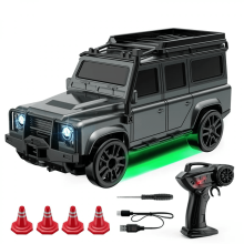Mini RC Drift Truck 1:64 Gray 4WD with Lights and