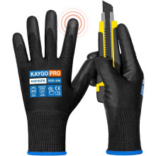 PU-Coated Safety Work Gloves Large Black 12 Pairs