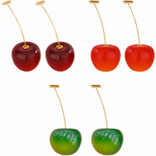 Cherry Drop Earrings for Women Gold Plated 3 Pairs
