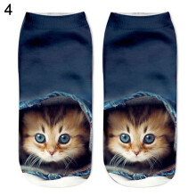 Casual 3D Cat Print Ankle Socks for Women and Men