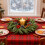 Christmas Candle Ring Flocked Pine with Red Berries and 1