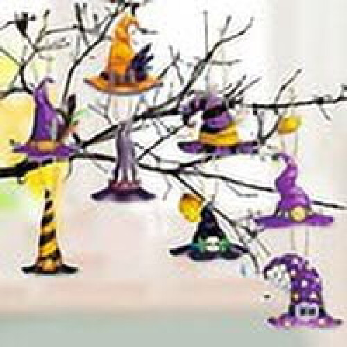 Halloween Ornaments Witch Hat Pendants 24 Pcs 2