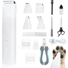Dog Trimmer for Paws Cordless 14-in-1 Low-Noise Grooming Kit