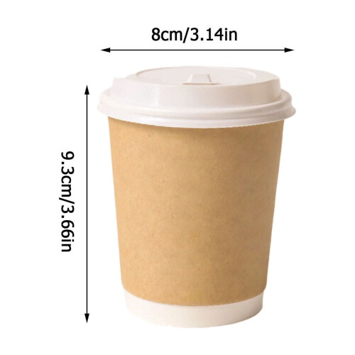 8 oz Disposable Paper Cups with Lids Double-Wall Insulated 2