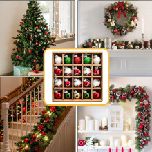 Christmas Mini Glass Ornaments Vintage Glitter Balls 20 pcs