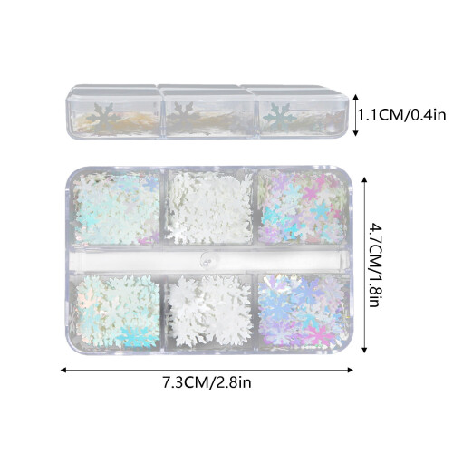 White Snowflake Sequins Christmas Ornament Mixed Sizes 1